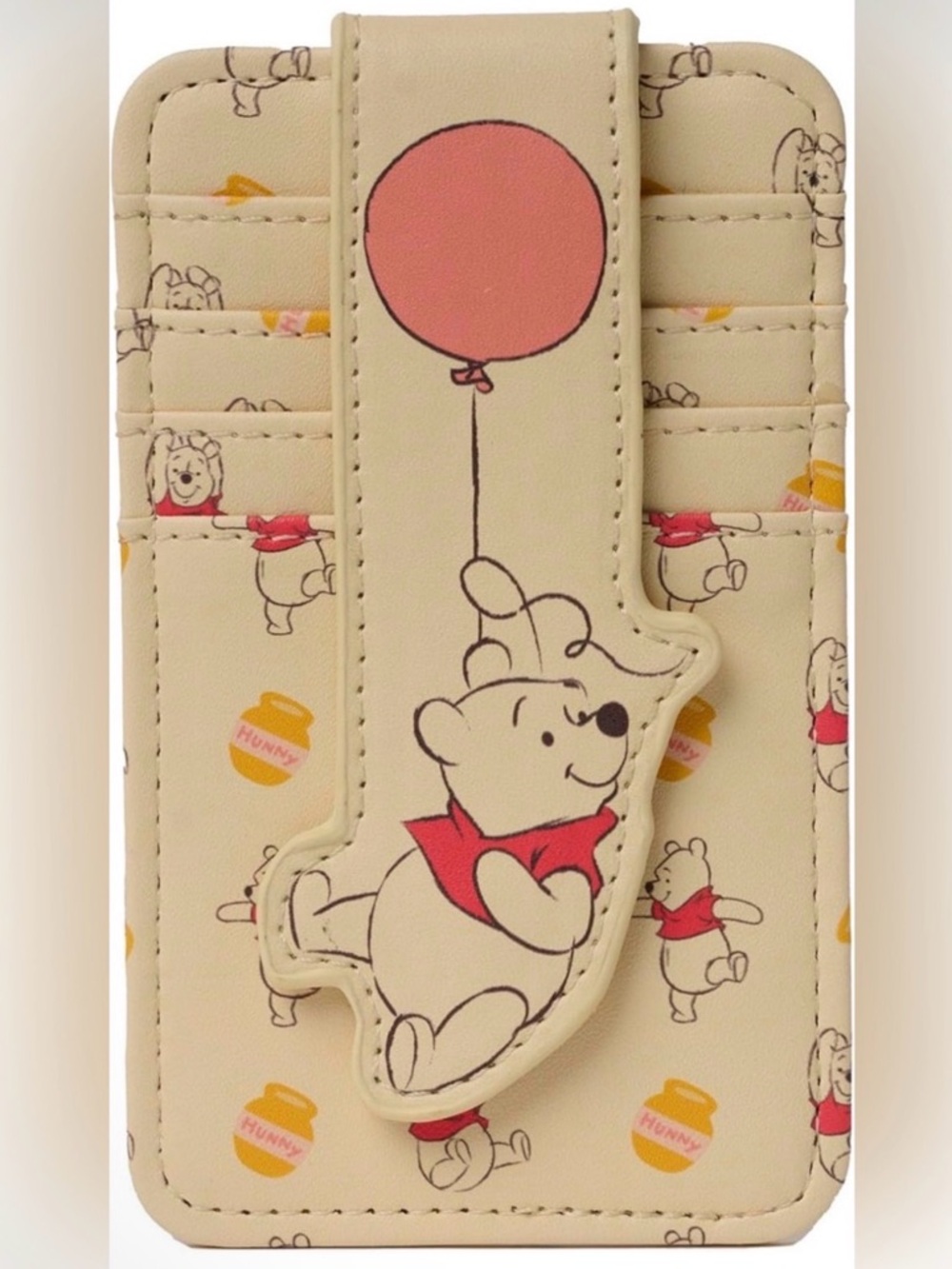 Disney Winnie the Pooh Beige Pink Balloon Card Wallet